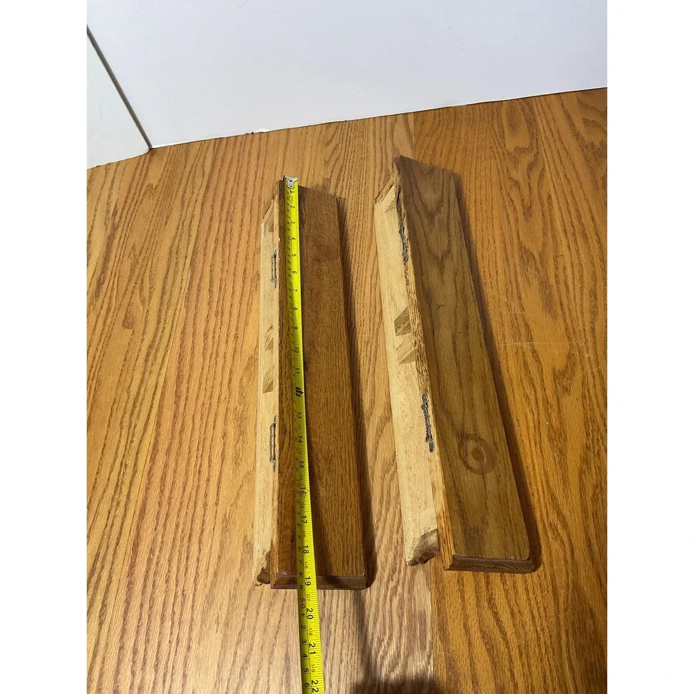 Vintage Solid Oak Wall Shelves Set of 2 Wood Display Shelves Cottage Decor